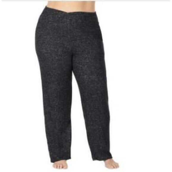 Cuddl Duds Pants - Cuddl Duds Women's Dark Charcoal Plus Size Soft Knit Mid-Rise Lounge Pants 1X